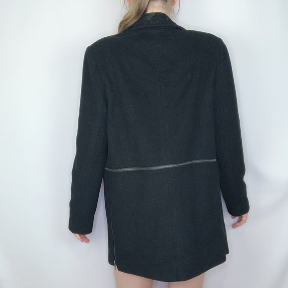 Mural Zipper Wool Trench Coat Long Sleeve City Event Layered Overcoat Modern - Picture 6 of 9